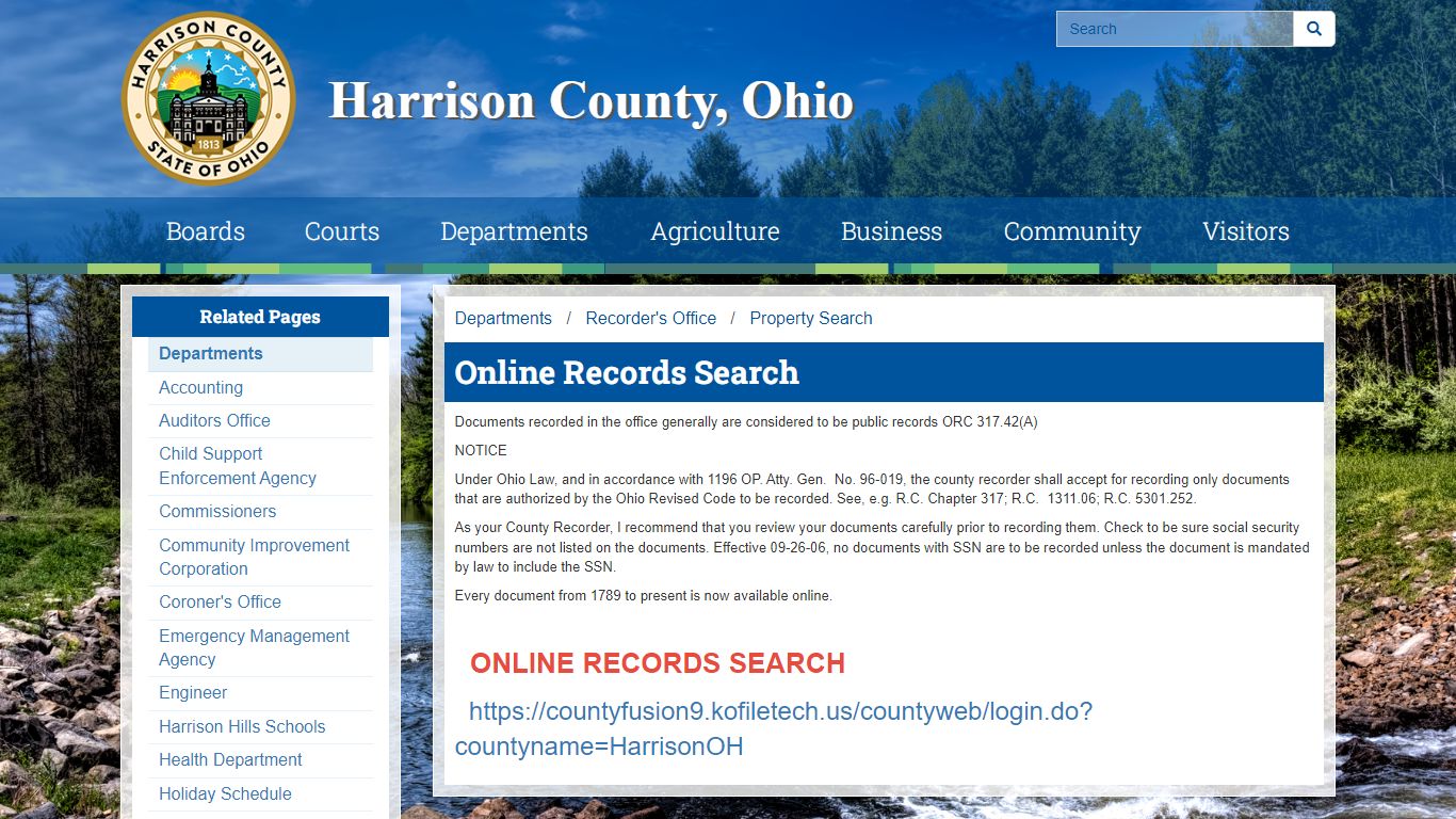 Online Records Search - Harrison County, Ohio